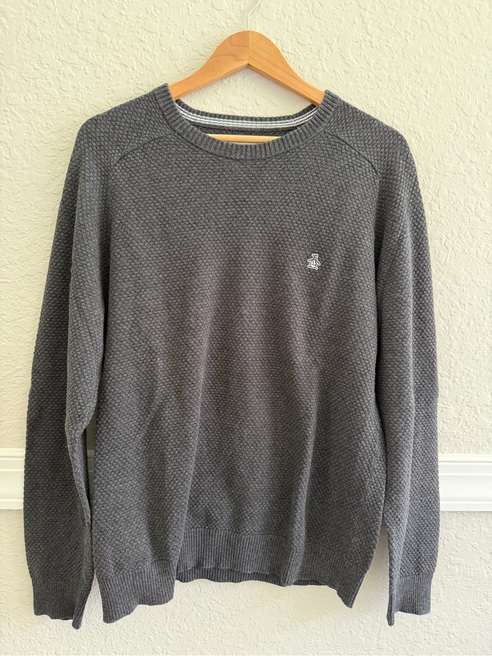Original Penguin Men's Charcoal Crewneck Sweater - Size: L - Picture 2 of 7